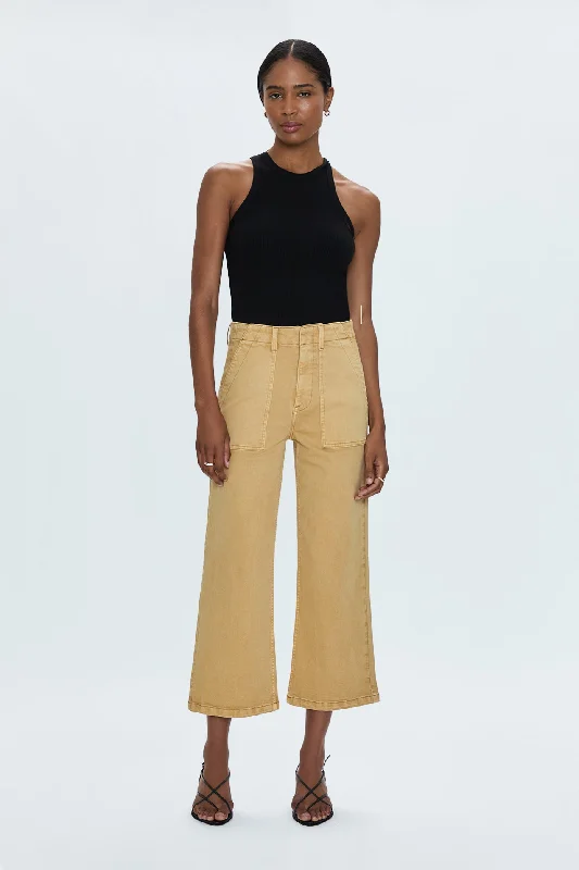 Sophia Wide Leg Utility Ankle Pant- Dijon Classic Pleated Pants