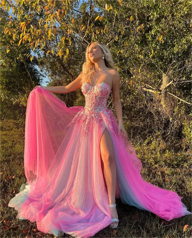 Cinessd Anna Pink Lace Evening Dresses for Special Occasions Off Shoulder Decal Wedding Party Dress Sheer Sleeveless A-line Custom Prom Tunics Solid Classic Cinessd Anna Pink Lace Evening Dresses for Special Occasions Off Shoulder Decal Wedding Party Dress Sheer Sleeveless A-line Custom Prom Tunics Solid Classic