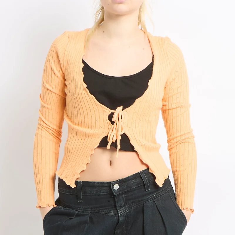 Knitted Tie Detail Cardigan - UK 8 Casual Formal Business