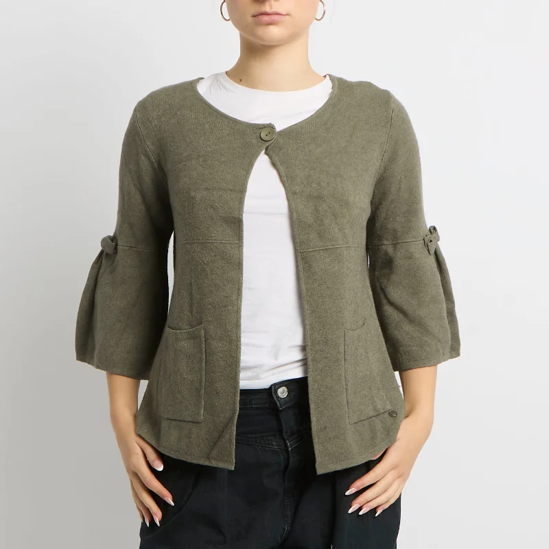 Bow Detail Short Sleeve Cardigan - UK 10 Sequined Glittery Shiny