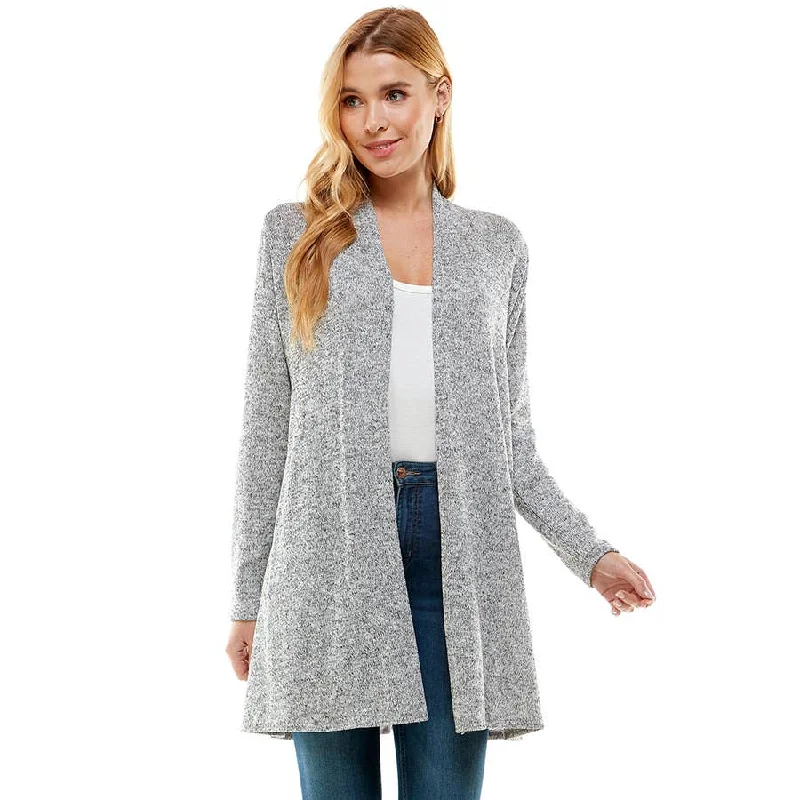 Super Soft Open Front Drape Cardigan Real Fur Shearling Chenille