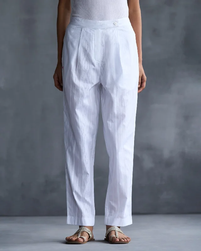 Burma Narrow Pants - White Comfortable Wide-Leg Pants