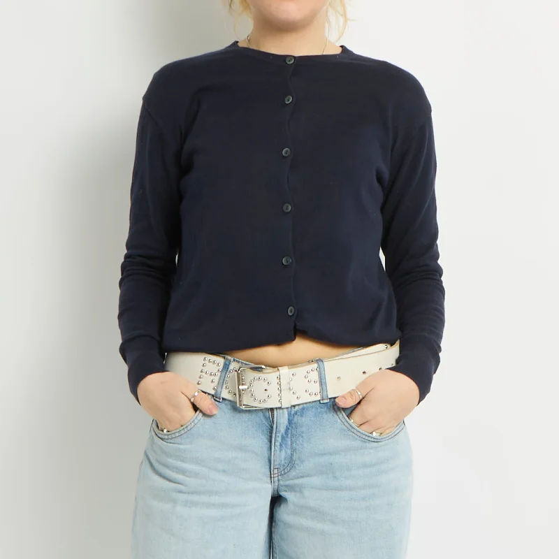 Fine Knit Cardigan - UK 8 Cashmere Blend Cotton Blend Poly Blend