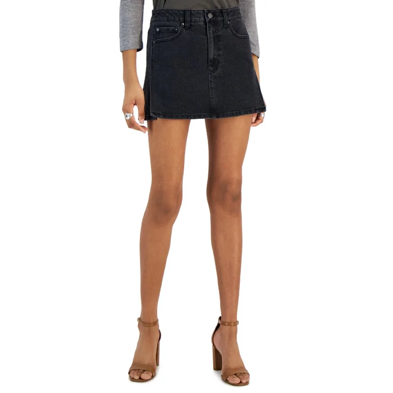 TINSELTOWN - Side-Slit Denim Mini Skirt leather skirt modern