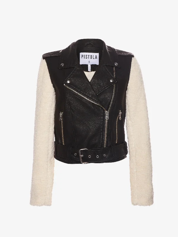 Anita Shearling Moto Jacket Herringbone Jacket Checkered Jacket Solid Jacket