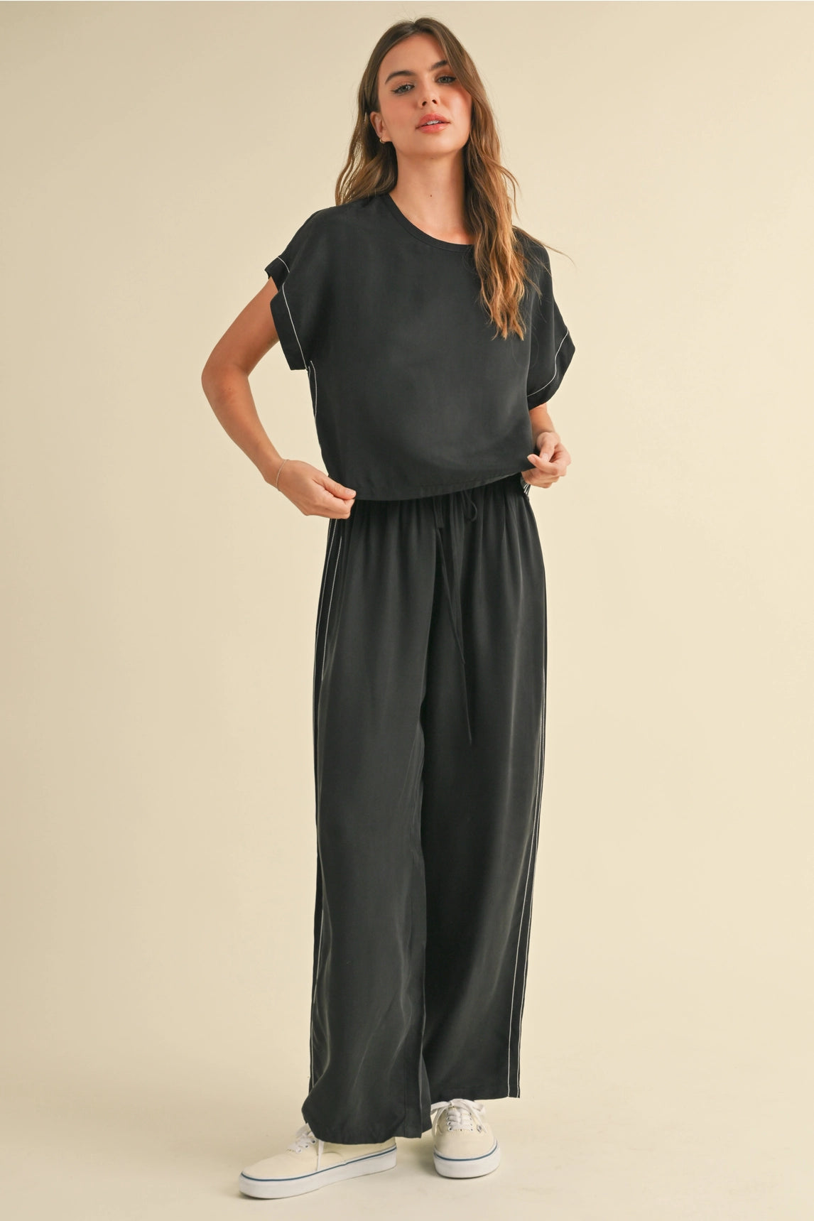 Demi Relaxed Pants - Black Wide-Legged Palazzos