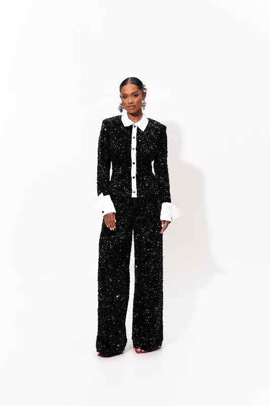 REI Sequin Pant Set in ONYX Casual Yoga Pants