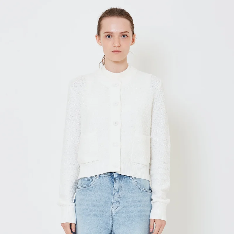 Women Textured Knit Cardigan - Off White - SW2410168A Boxy Cardigan Fitted Cardigan A-Line Women Textured Knit Cardigan - Off White - SW2410168A Boxy Cardigan Fitted Cardigan A-Line