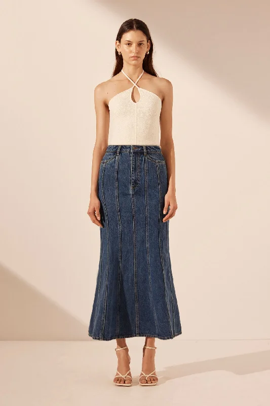 TOVERE GODET FLARED MIDI SKIRT velvet skirt sumptuous