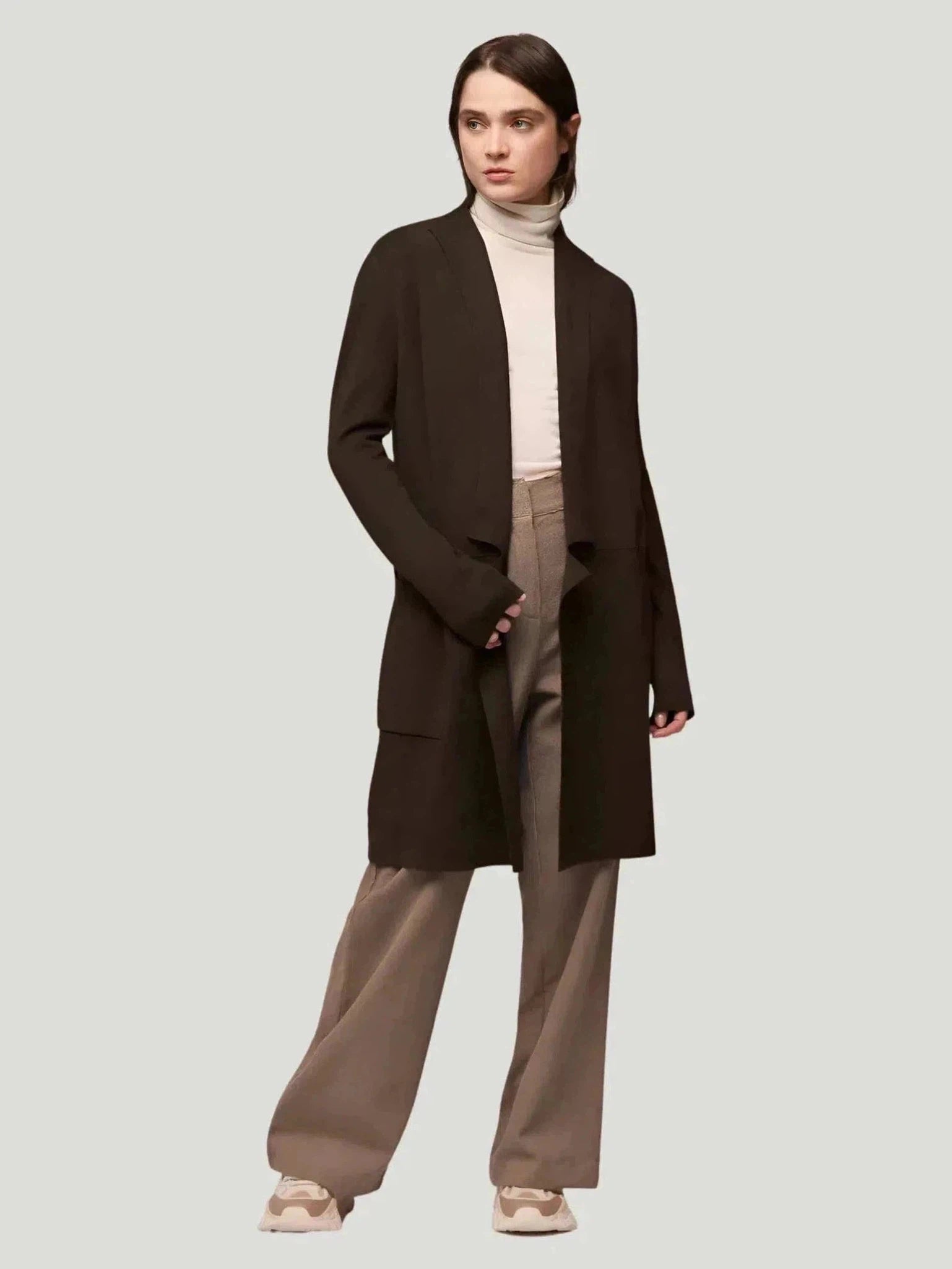 SOIA & KYO Benela Cardigan Denim Fabric Leather Fabric Suede Fabric
