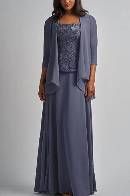 Designer Long Chiffon Lace Mother of The Bride Dress with Jacket Corduroy Jacket Velvet Jacket Brocade Jacket