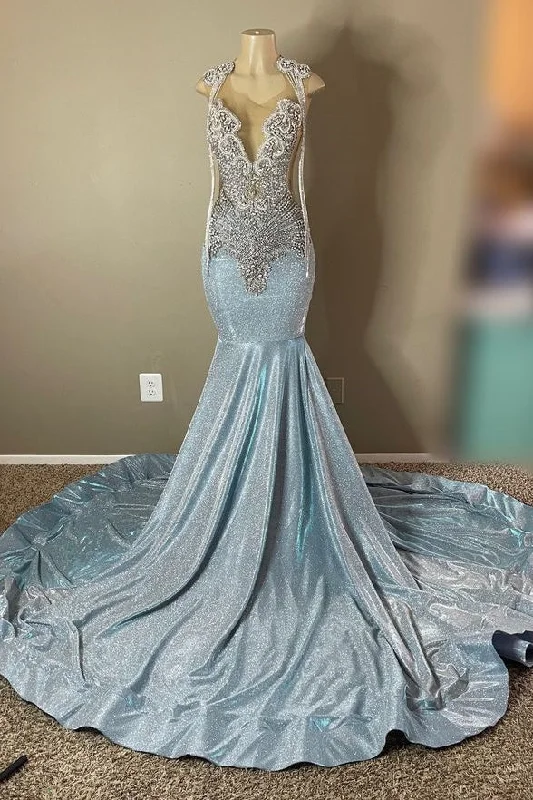 Sliver Beaded Open Back Sequin Mermaid Floor length Prom Party Dresses Crew Neckline Sporty Sliver Beaded Open Back Sequin Mermaid Floor length Prom Party Dresses Crew Neckline Sporty