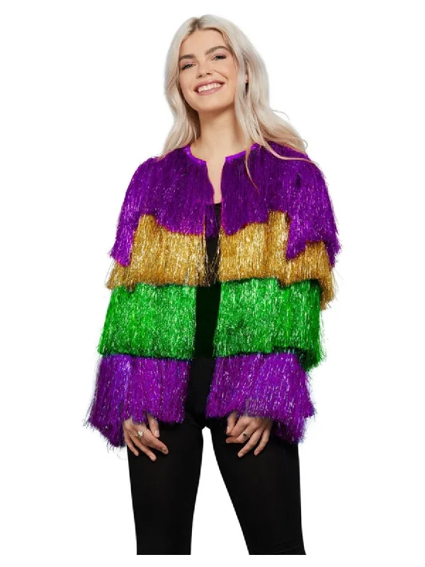 Fever Tinsel Mardi Gras Jacket Multi Coloured Cotton Fabric Linen Fabric Terry Fabric