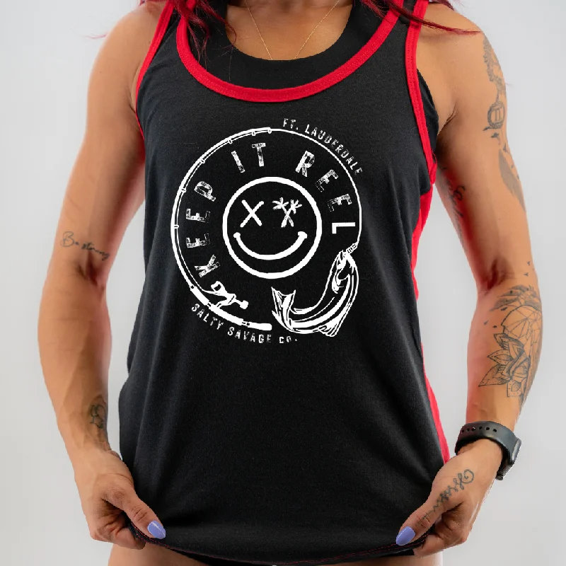 Salty Savage Ladies “KEEP IT REEL” Two Tone Racerback Tank chic tank top