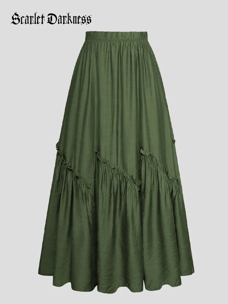 Women Renaissance Tiered Swing Pocket Maxi Skirt seamless skirt comfort