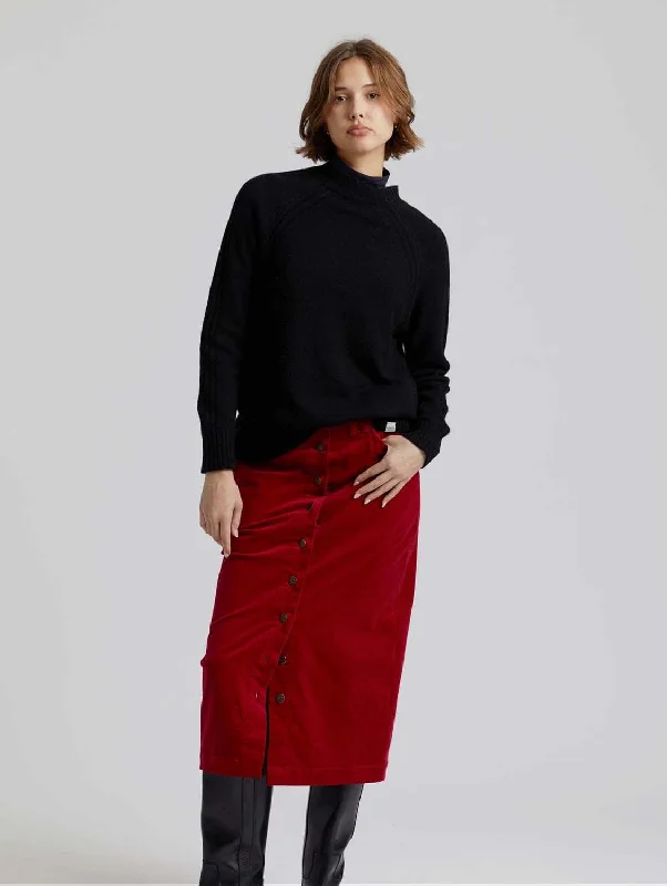 Isabel Women's Organic Cotton Skirt | Cherry velvet skirt glossy