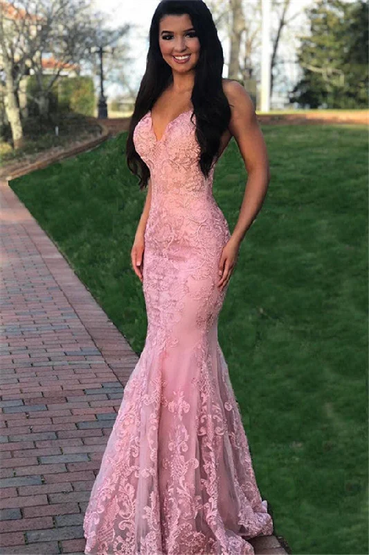 Gorgeous Lace Mermaid Appliques Prom Dresses | Sleeveless V-Neck Mermaid Party Dresses Tunics Leisure comfortable
