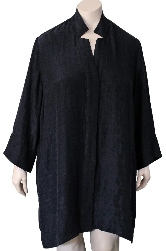 Dressori Long Black Jacket Satin Jacket Silk Jacket Chiffon Jacket