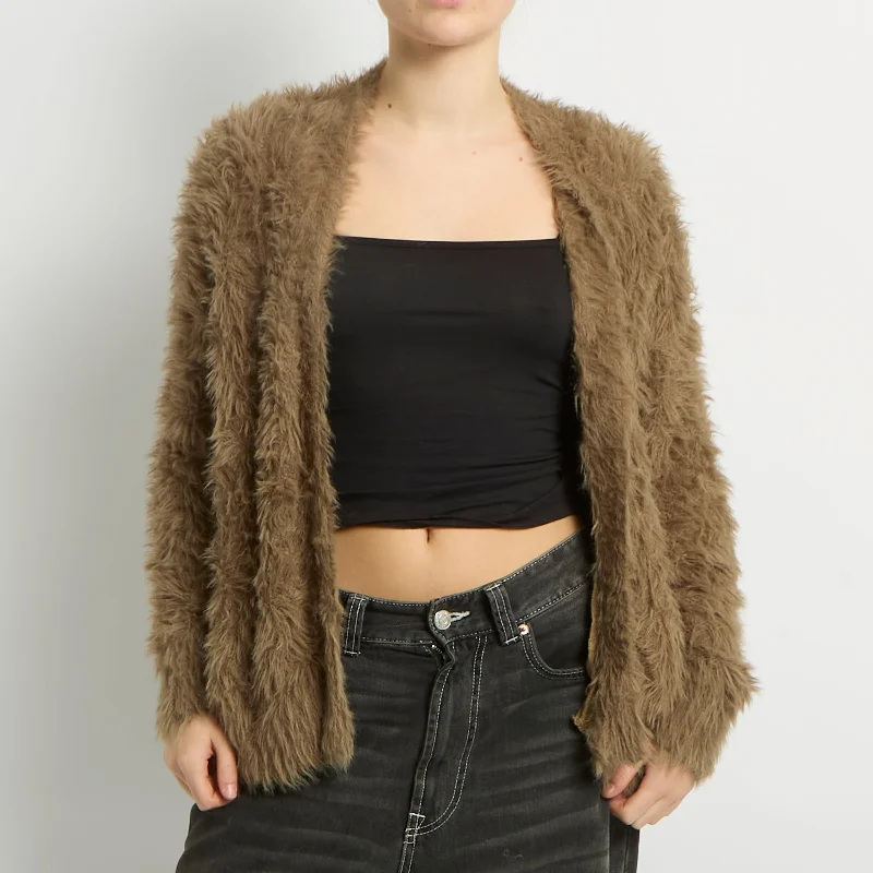 Soft Knitted Cardigan - UK 14 Zippered Front Buttoned Front Snap Front