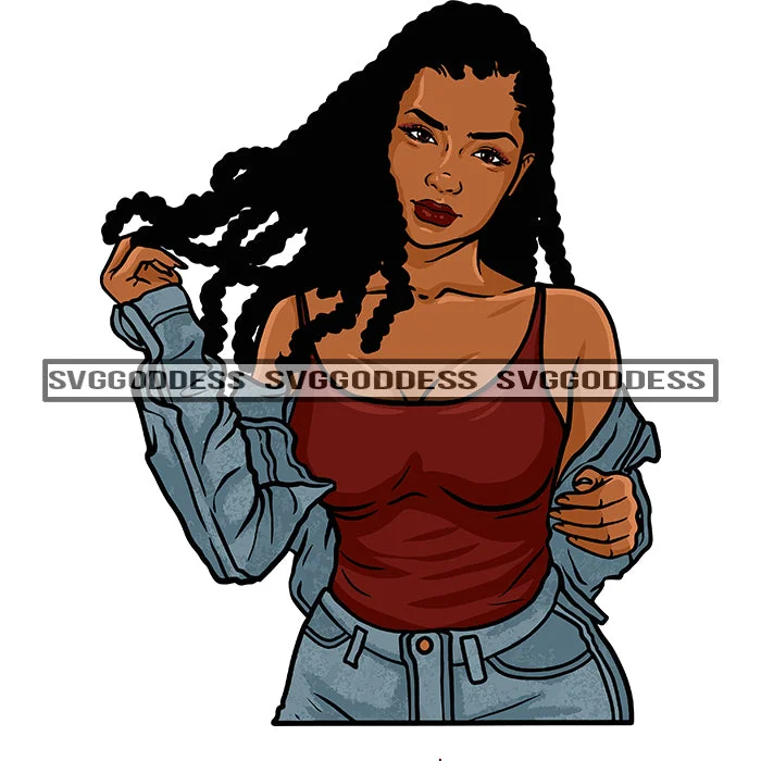 Black Woman In Jean Jacket Tank Top And Jeans Long Braids SVG JPG PNG Vector Clipart Cricut Silhouette Cut Cutting Front Pockets Side Pockets Patch Pockets Black Woman In Jean Jacket Tank Top And Jeans Long Braids SVG JPG PNG Vector Clipart Cricut Silhouette Cut Cutting Front Pockets Side Pockets Patch Pockets