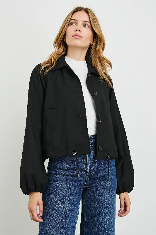 NORTH JACKET - BLACK TWILL Stand-Up Collar Roll-Neck Collar Turtle Neck