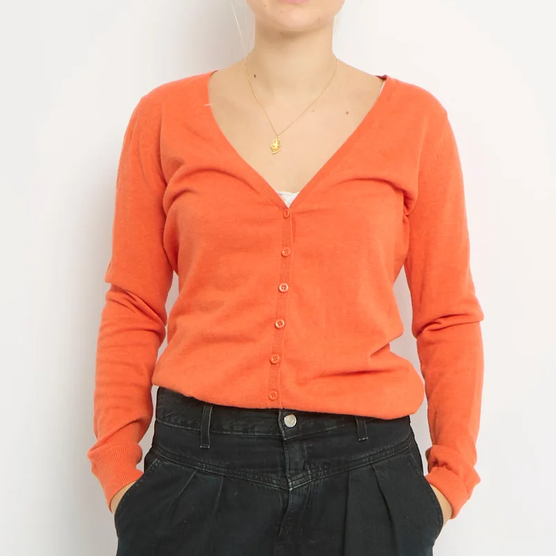 Low Neck Knitted Cardigan- UK 12 Asymmetrical,ymmetric Pencil Cardigan