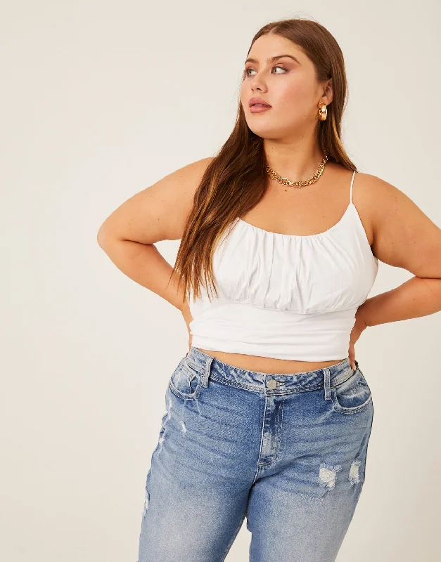 Plus Size Gathered Bust Tank rhinestone tank top