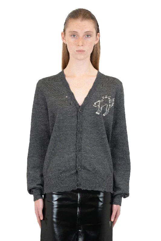 Maison Margiela Embroidered Cat Cardigan Wool Cardigan Cotton Cardigan Cashmere Cardigan