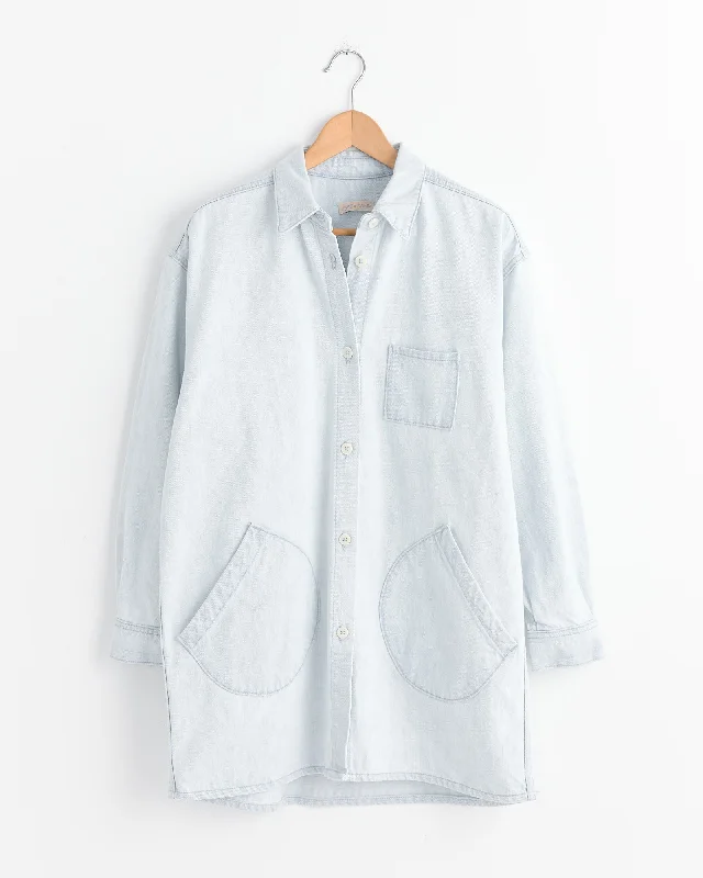 Okuda Jacket in Pale Blue Snapped Jacket Toggled Jacket Drawstring Jacket