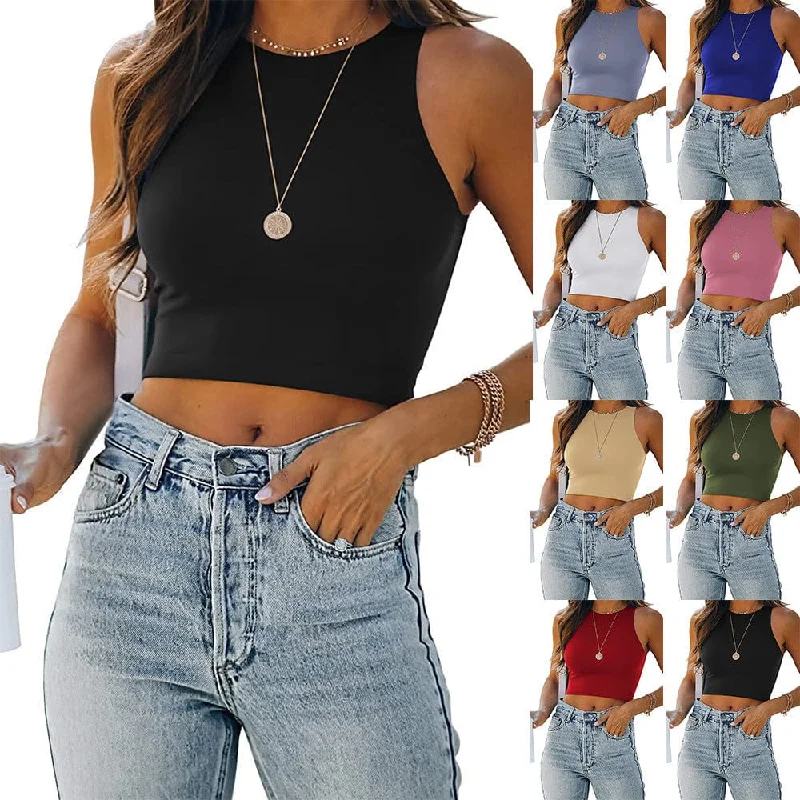 Manufacturer cheapest vest gym tank top women casual sleeveless short vest slim fit tank Manufacturer cheapest vest gym tank top women casual sleeveless short vest slim fit tank