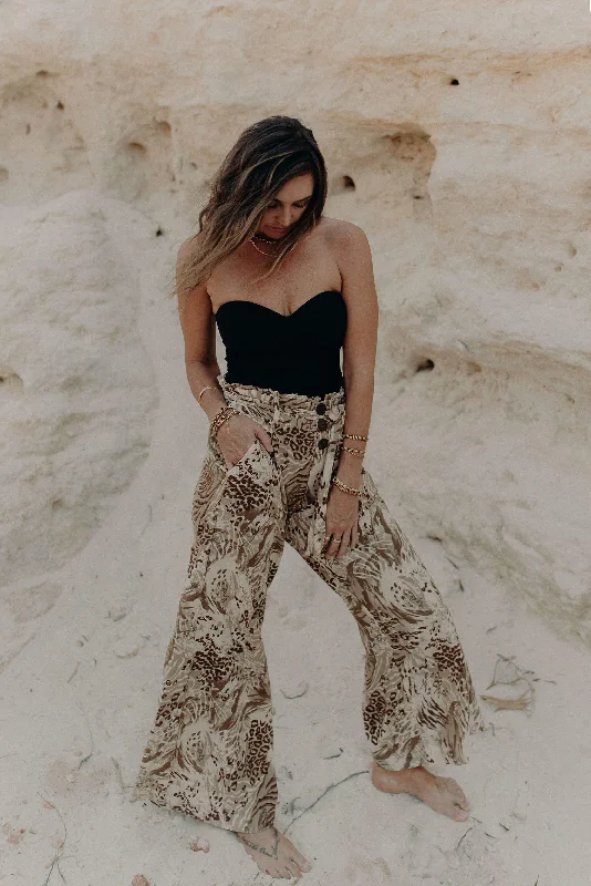 Sienna Wide Leg Pants - jungle Chic Checkered Pants