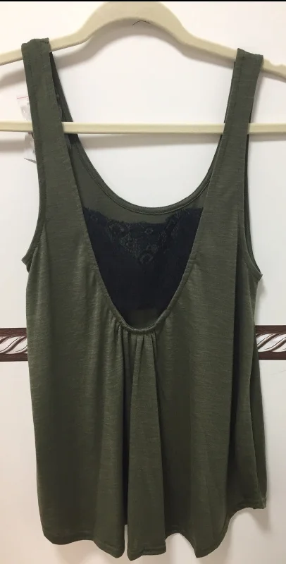 Women's Tin Haul Green Scoop Crochet Tank Top basic tank top