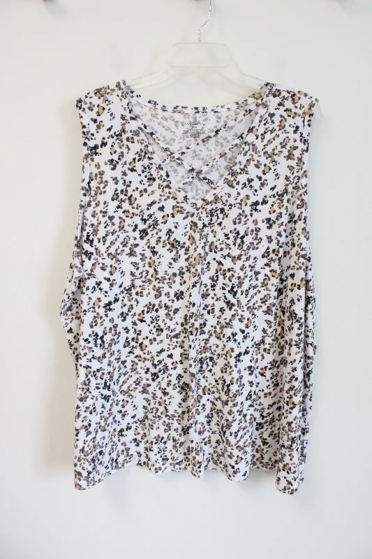 Lane Bryant Leopard Print White Criss-Cross Tank Top | 26/28 black tank top