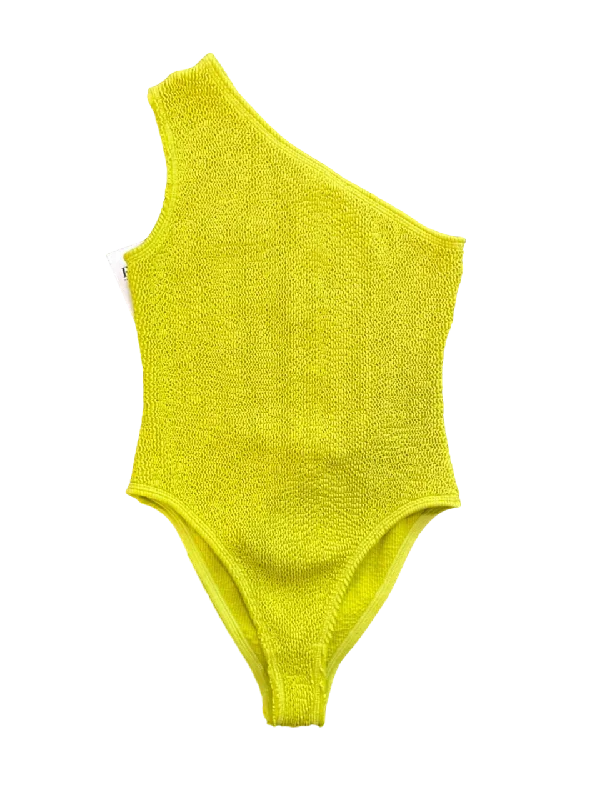 Bottega Veneta One-Shoulder Crinkled Swimsuit UK S V-Neck Swim Dress