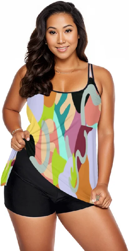 Abstract Wild Women's Voluptuous (+) Plus Size Two Piece Swimsuit Vibrant Bikini Design
