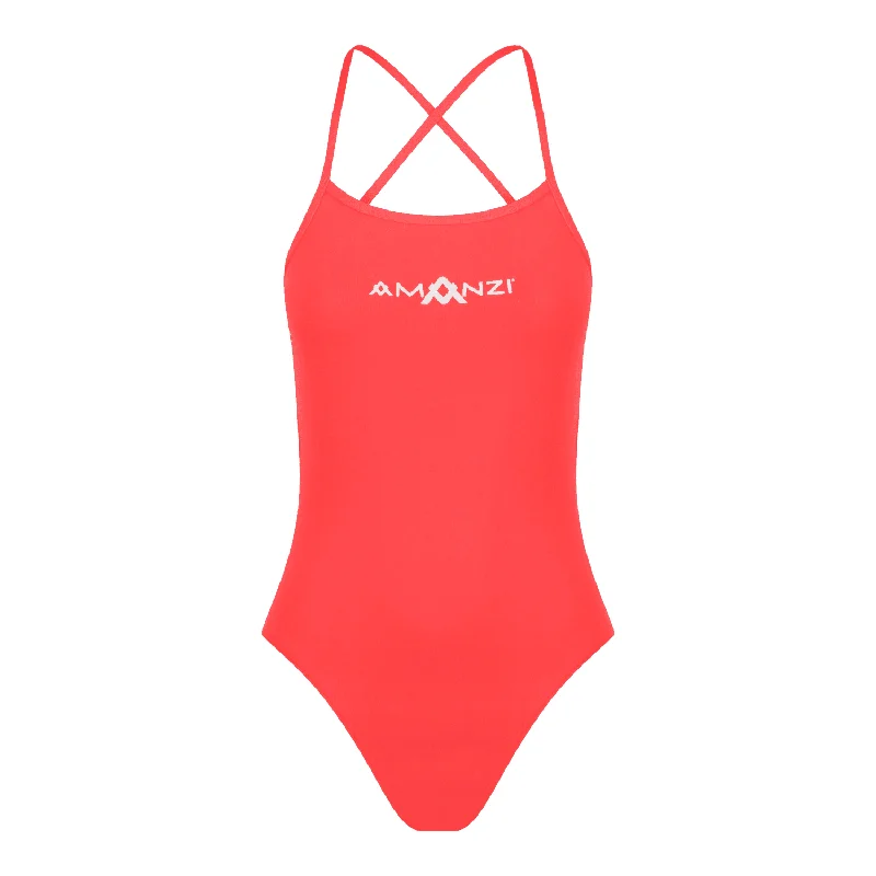 AMANZI Girls Tie-Back Swimsuit - Atomic Solid Color Swimsuit