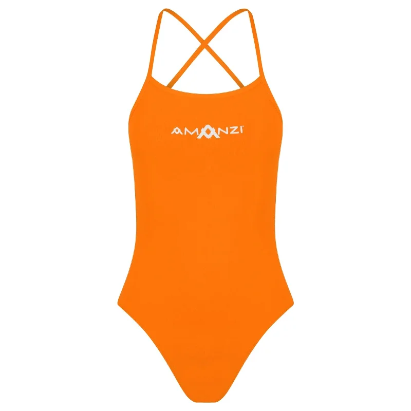 AMANZI Girls Tie-Back Swimsuit - Sherbet Plunge Neckline Swimsuit