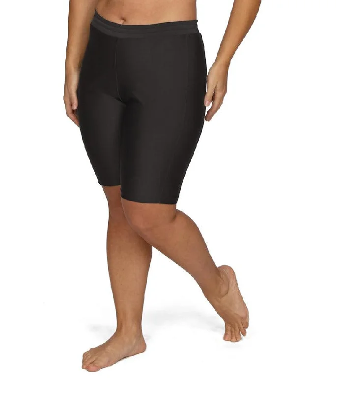 AquaSport Long Fitted Swim Shorts Sporty Swimsuit Style