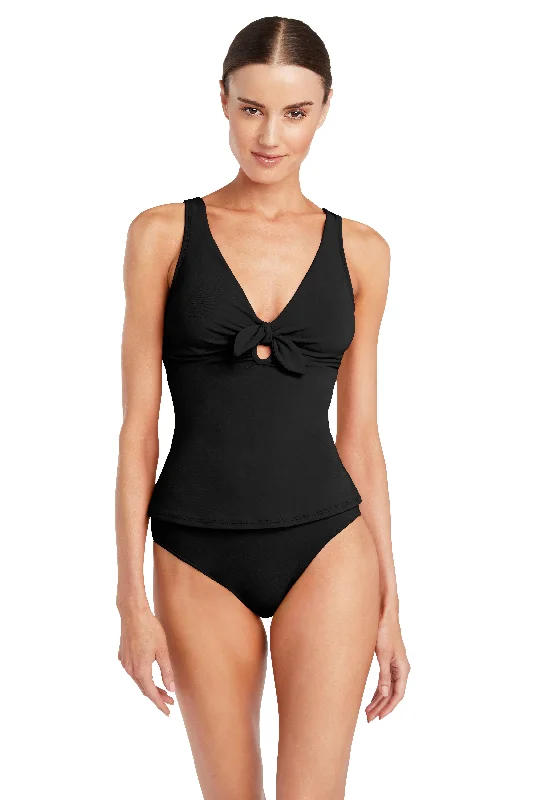 ROBIN PICCONE BLACK AVA TANKINI Sleek Racerback Swimsuit