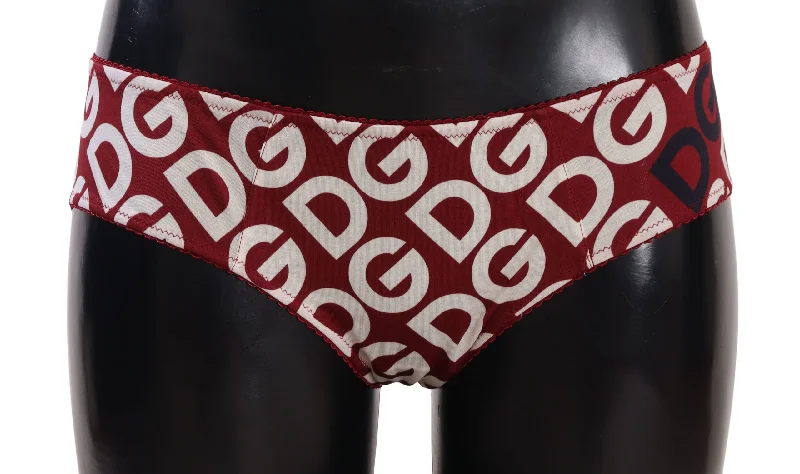 Dolce & Gabbana Chic Maroon White Logo Swim Bottoms Classic Two-Piece Bikini
