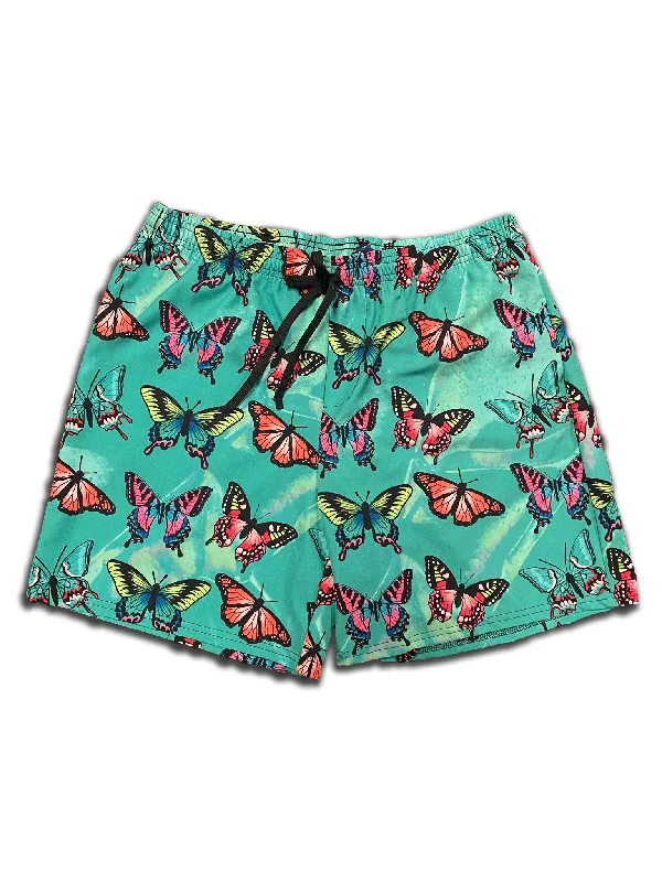 Emerald Butterfly Swim Trunks Floral Bikini Top