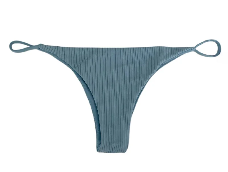 Frankies Women's Powder Blue Willa Ribbed Swim Bottom Size M NWT Elegant Ruffle Swimsuit