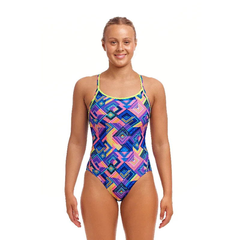 Funkita Be Square Diamond Back Ladies Swimsuit Mesh Detail Bikini