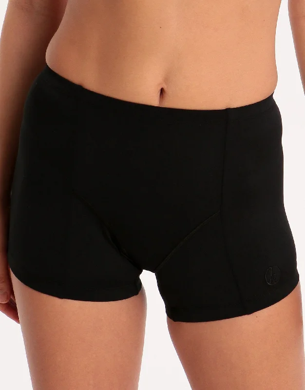 Womens Sport Swim Shorts - Black Classic Swimsuit Design