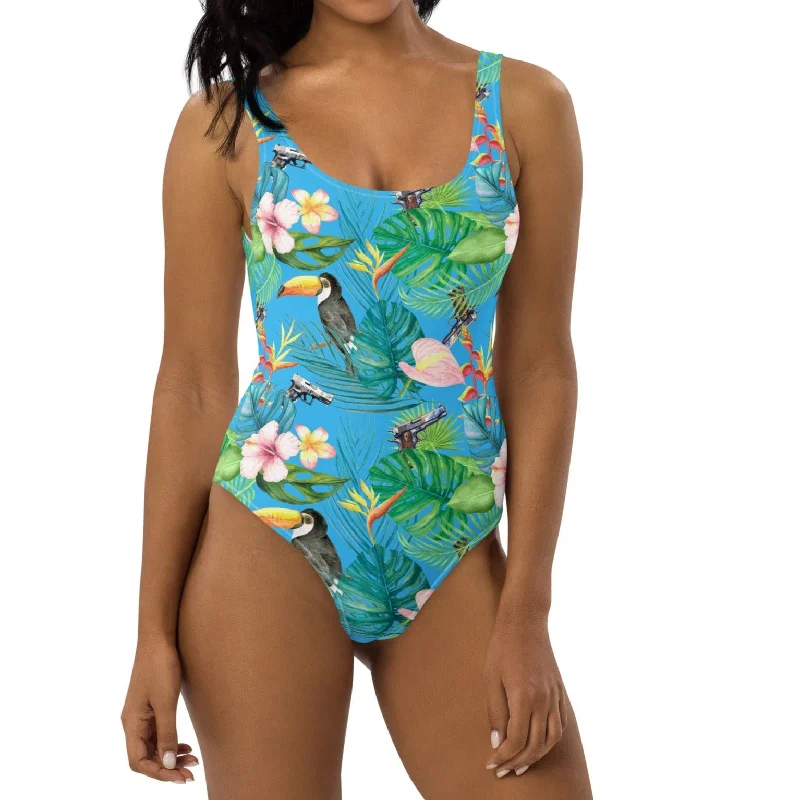 Hibiscus Bang Bang Hawaiian One-Piece Swimsuit Strap Bikini Set