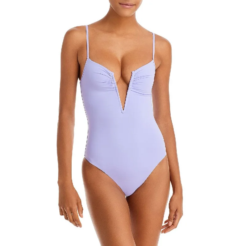 L Space Womens Roxanne Plunge Split Neck One-Piece Swimsuit Quick-Dry Tankini