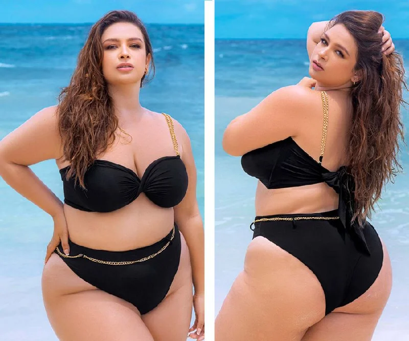 Mapale 67002X Two Piece Swimsuit Color Black Push-Up Bikini Top