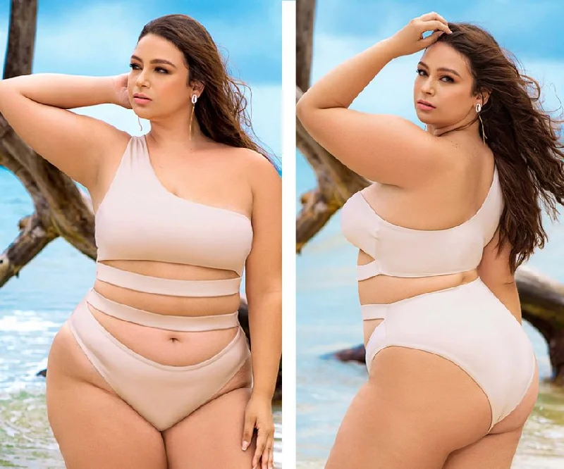 Mapale 67024X Two Piece Swimsuit Color Shimmery Ivory Adjustable Swim Top