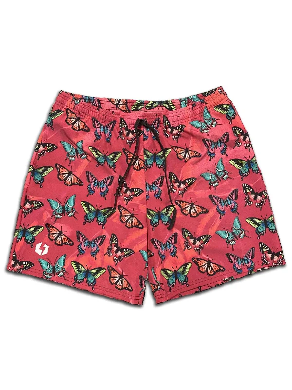 Maroon Butterfly Swim Trunks Quick-Dry Tankini