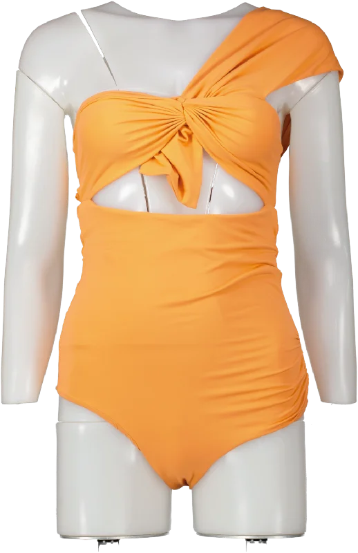 Marysia Orange Venice One-shoulder Cutout Swimsuit UK S Tropical Print One-Piece